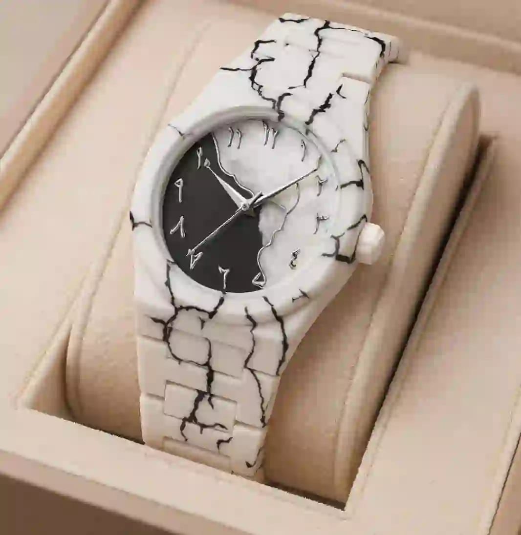 Arabic Aura White Tiger Pattern Unisex Fashion Wrist Watch