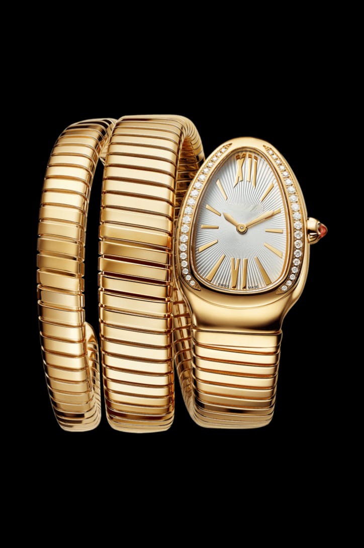 BVLGARI Snake Design Women’s Luxury Rose-Gold & Silver Coil Bracelet Watch