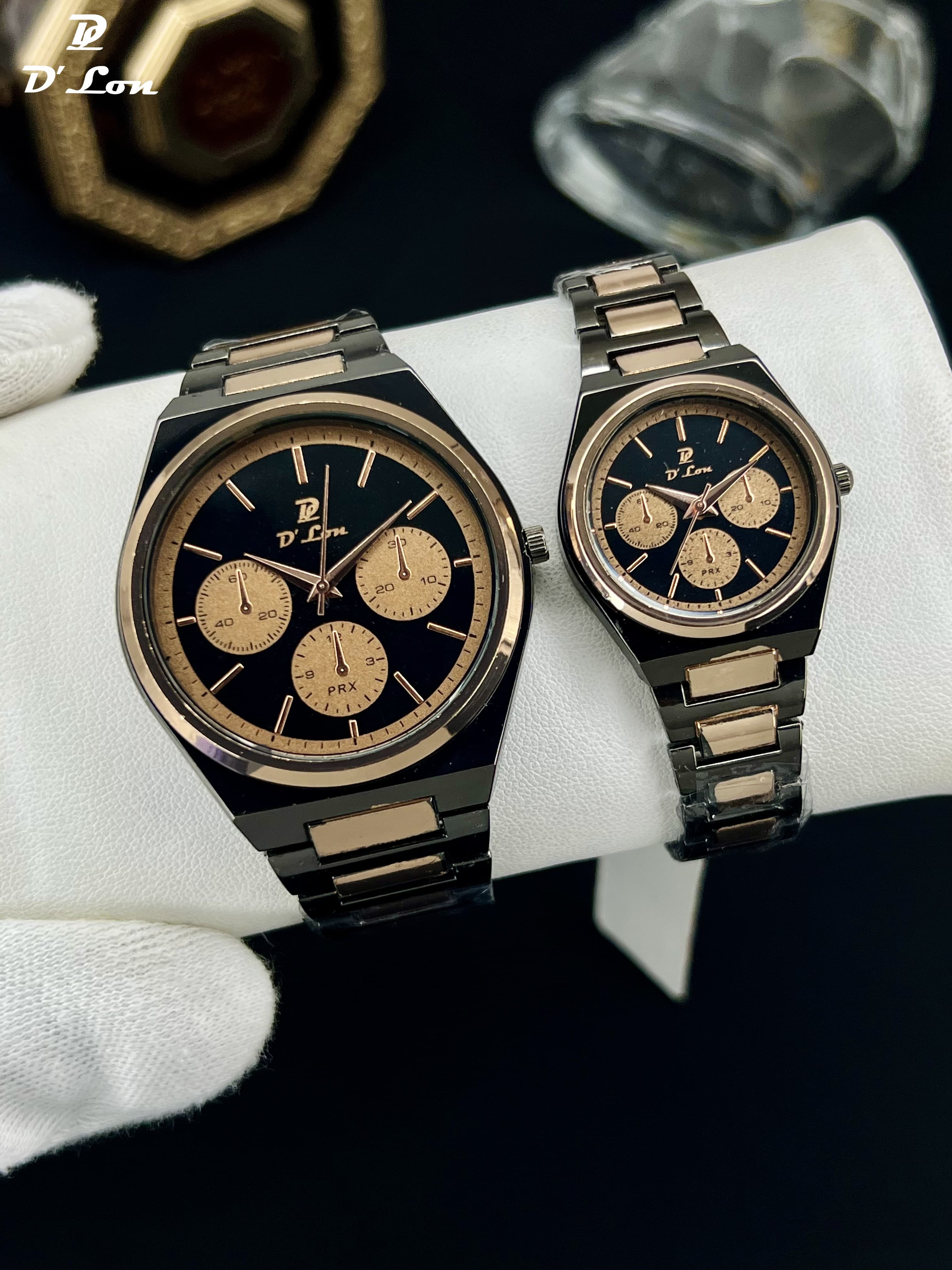 D’Lon Couple Watch Set – Premium Stainless Steel (Men & Women)