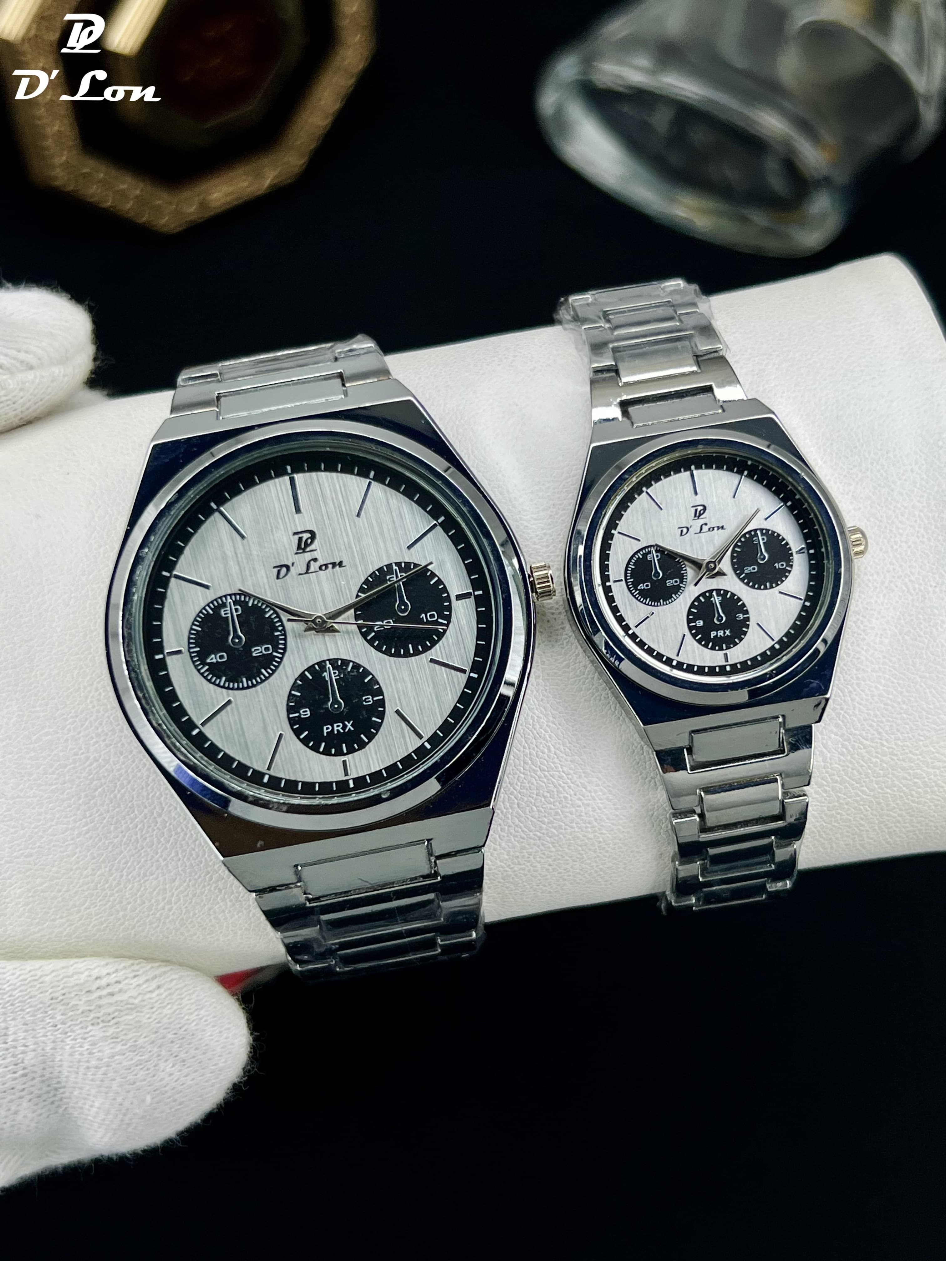 D’Lon Couple Watch Set – Premium Stainless Steel (Men & Women)
