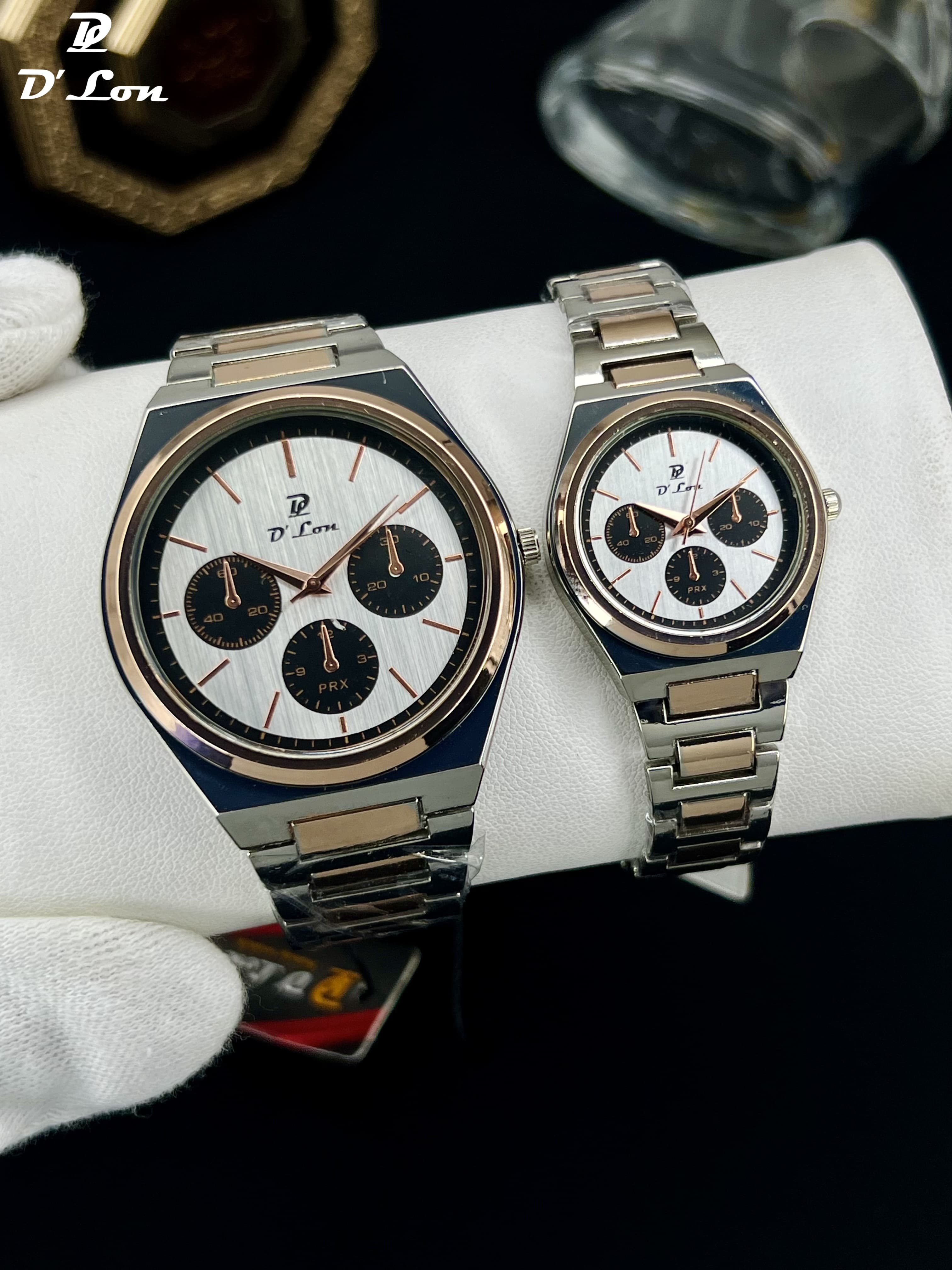D’Lon Couple Watch Set – Premium Stainless Steel (Men & Women)