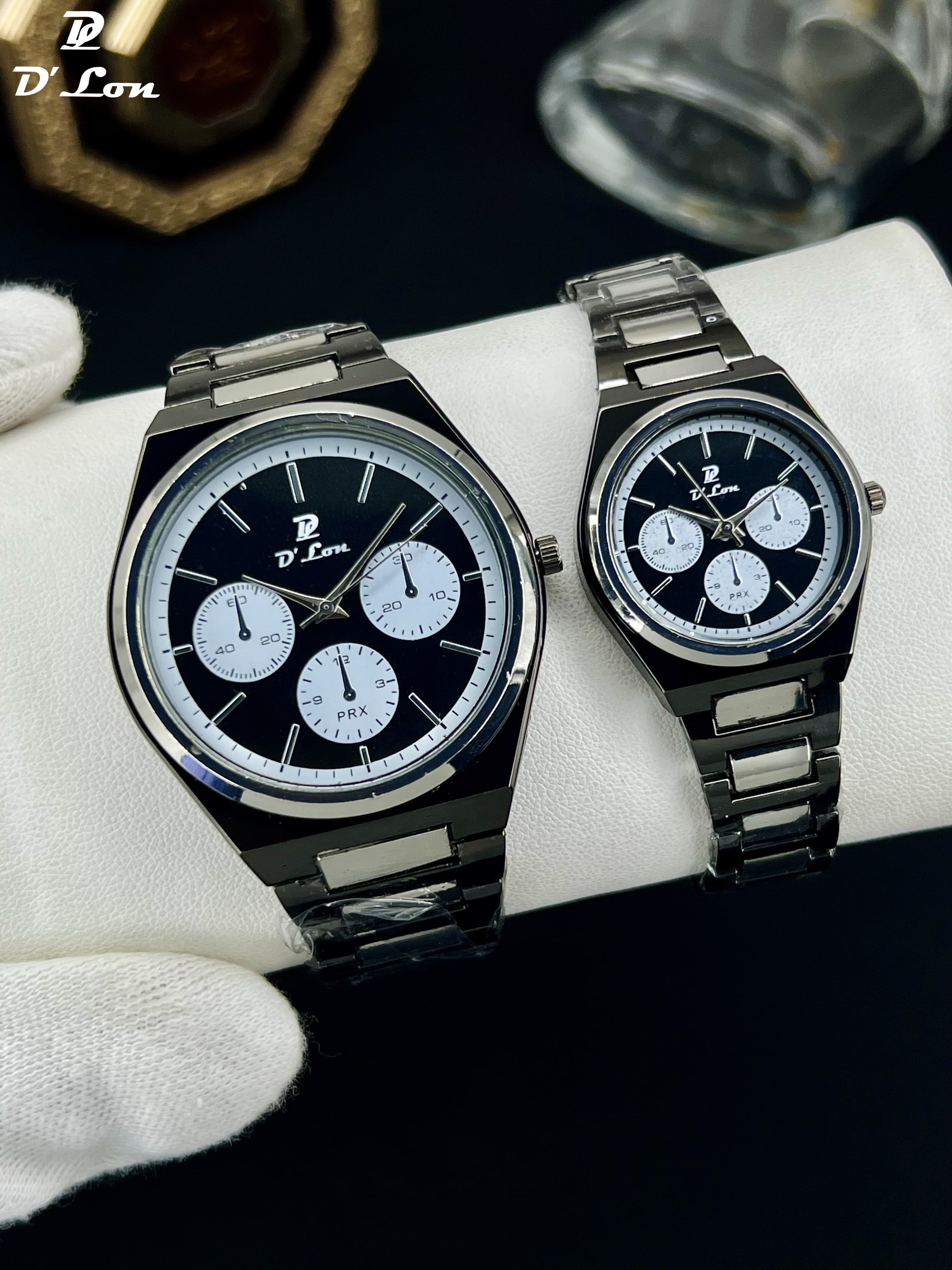 D’Lon Couple Watch Set – Premium Stainless Steel (Men & Women)